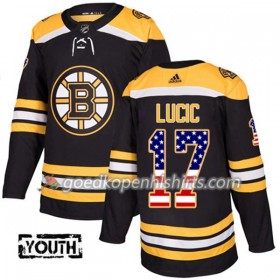 Boston Bruins Milan Lucic 17 Adidas 2017-2018 Zwart USA Flag Fashion Authentic Shirt - Kinderen